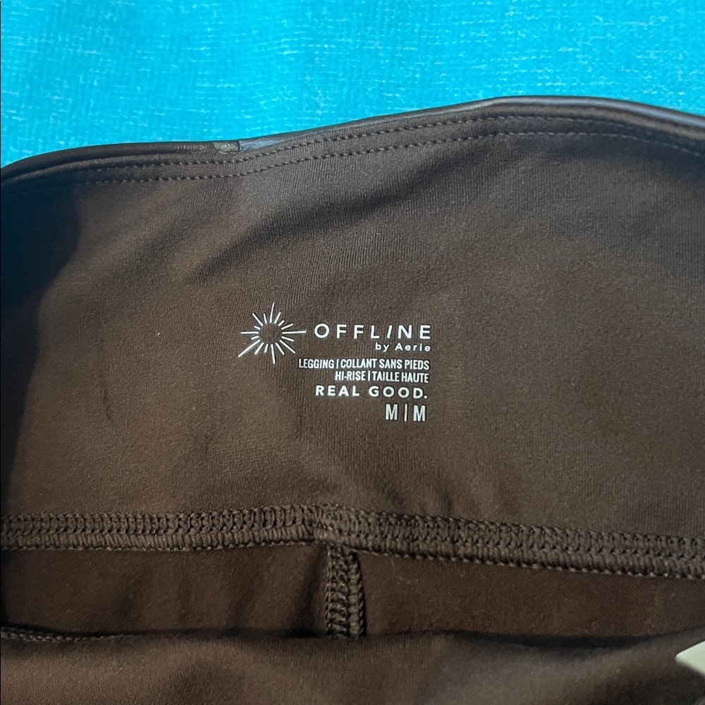 Aerie OFFLINE Chocolate Brown Faux Leather Real Luxe Leggings NWT - Picture 6 of 10